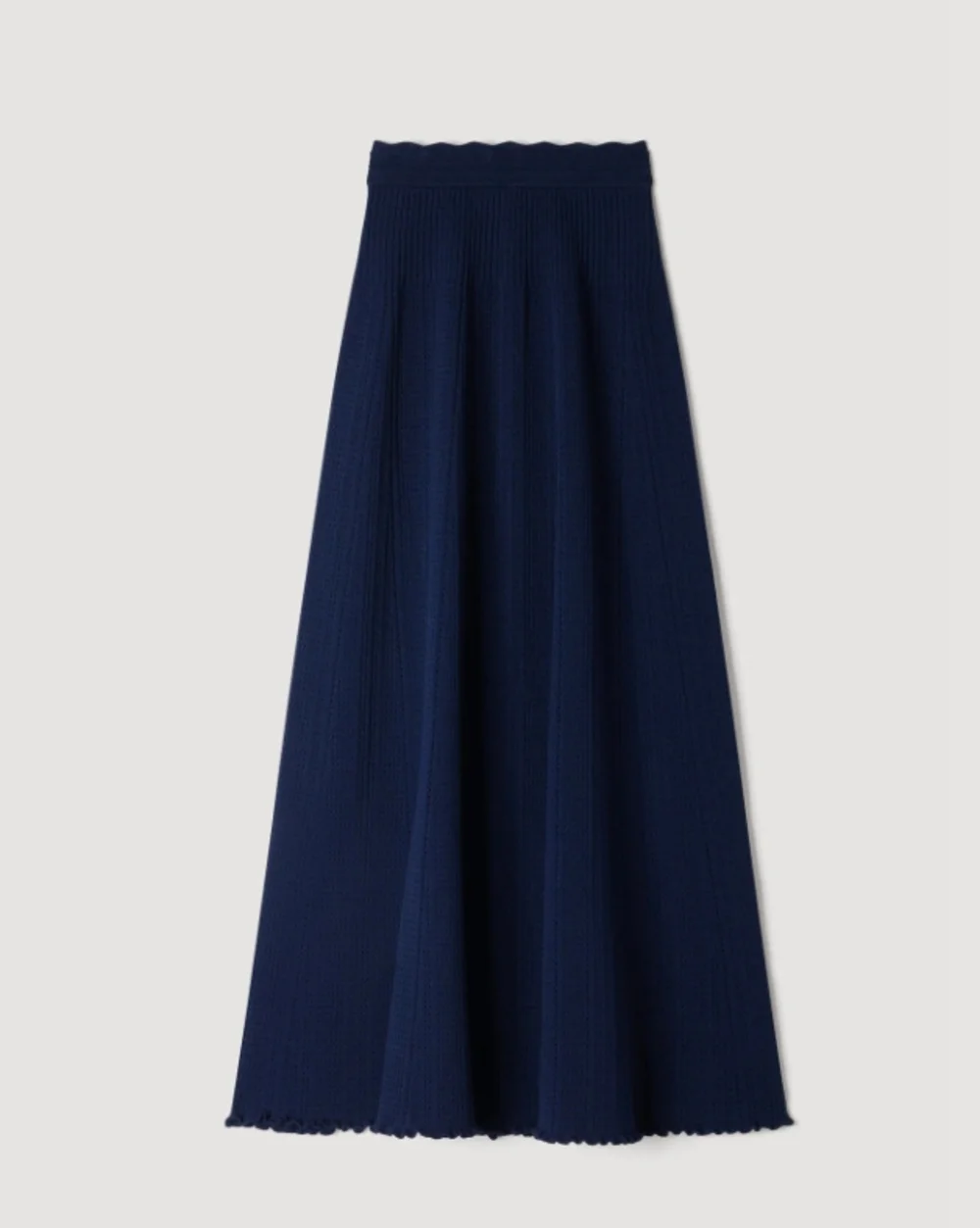 🦞Sandro Navy Knit Two‑Piece Set Cropped Top Long Midi Skirt